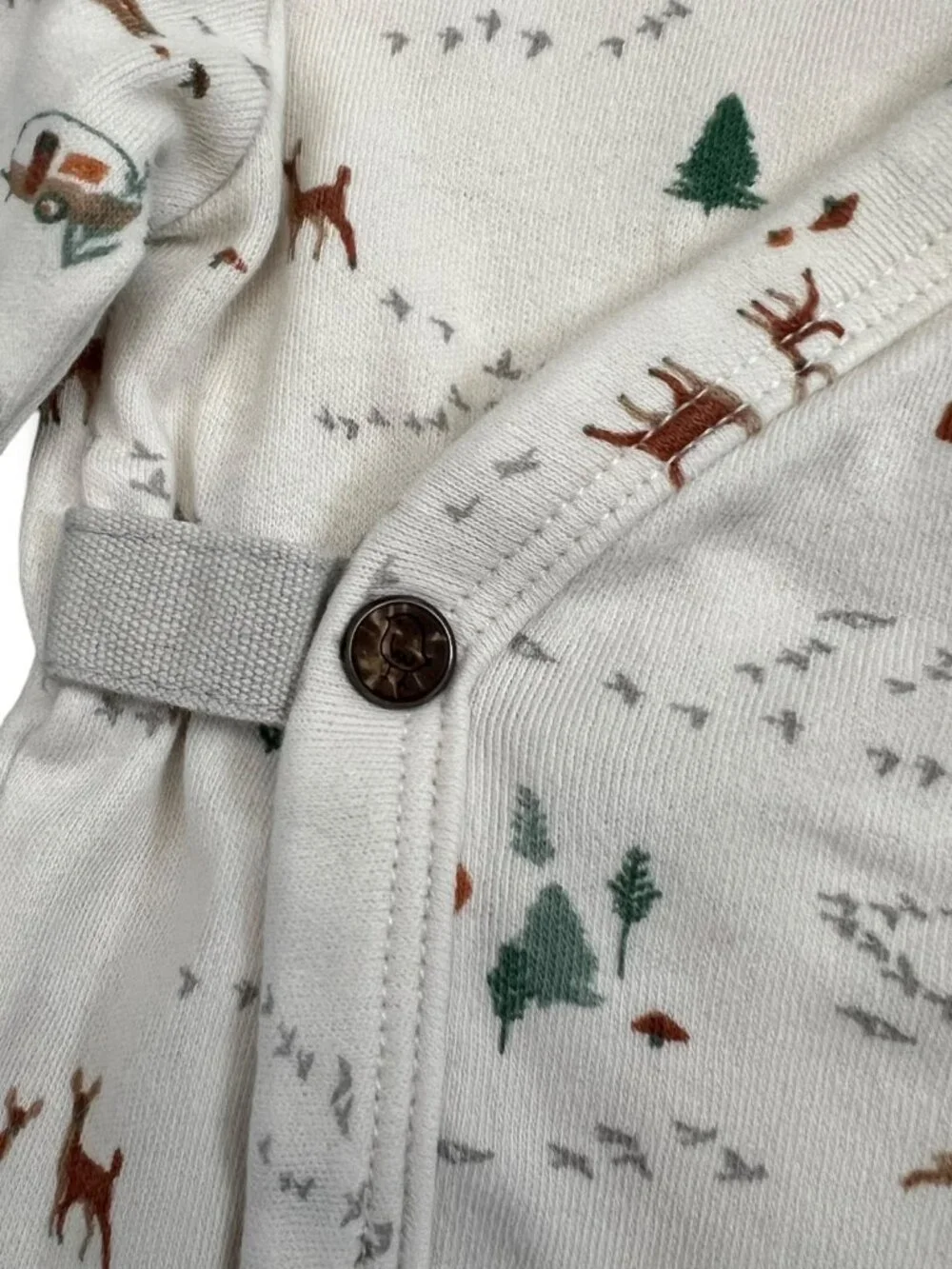 Finn + Emma Long Sleeve Into The Woods Forest Organic Cotton Bodysuit Size 3-6M